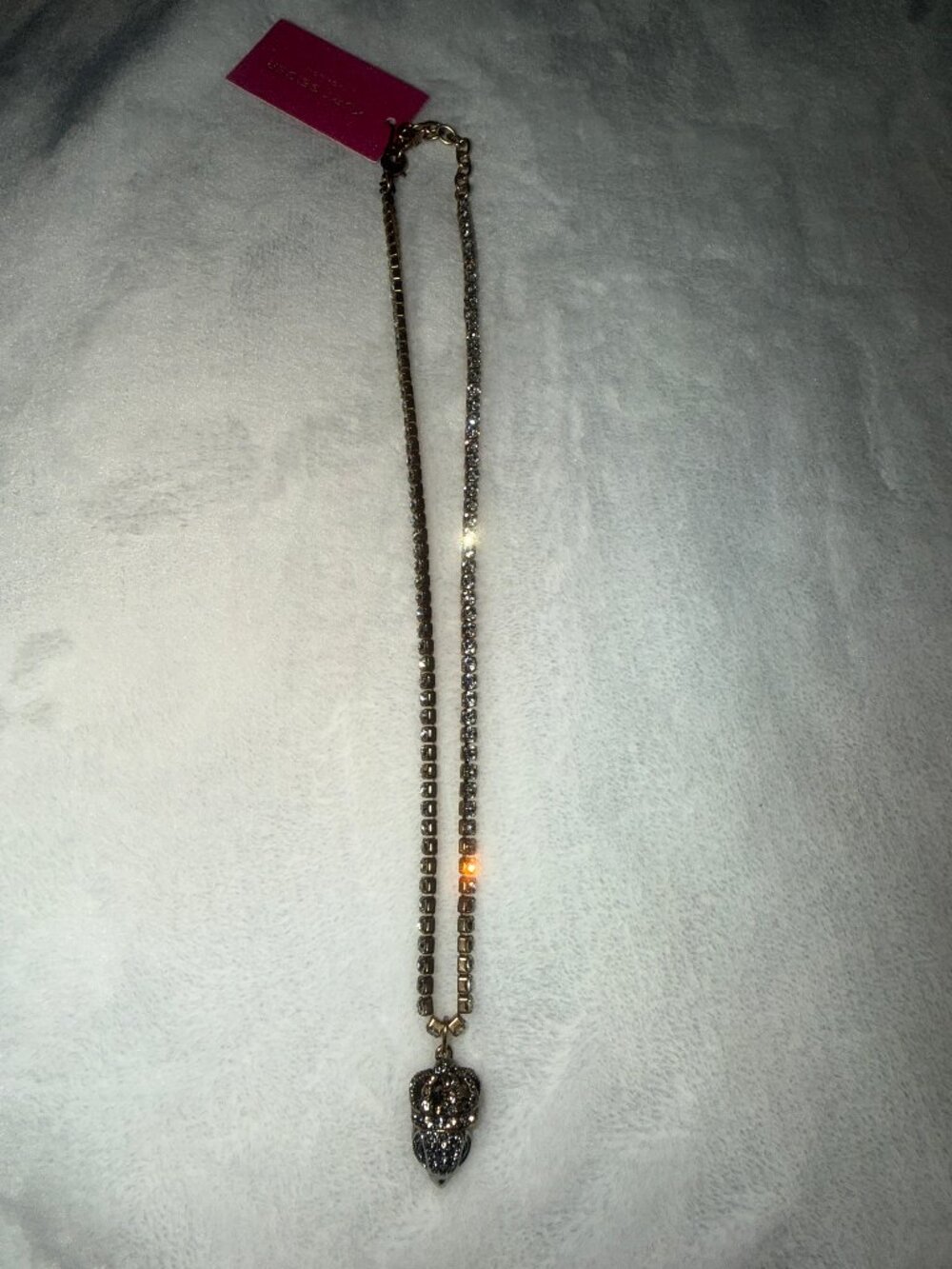 Kurt Geiger London Regal Eagle Necklace with a Chain of Clear Crystals NWT